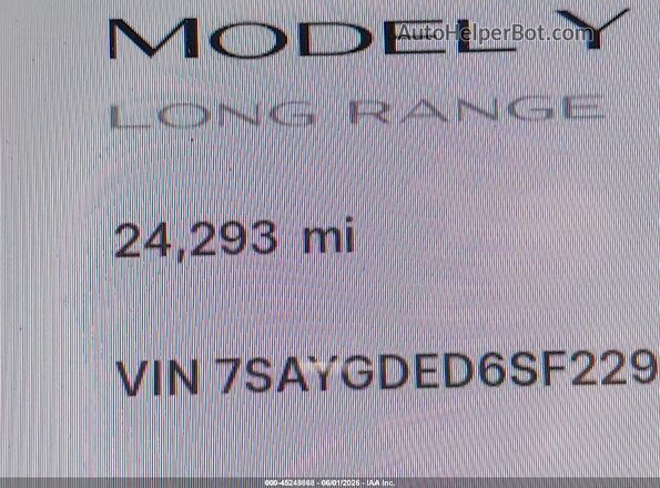 7SAYGDED6SF229808 2025 TESLA MODEL Y Black 