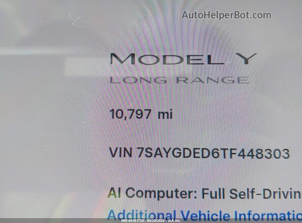 7SAYGDED6TF448303 2026 TESLA MODEL Y Синий 