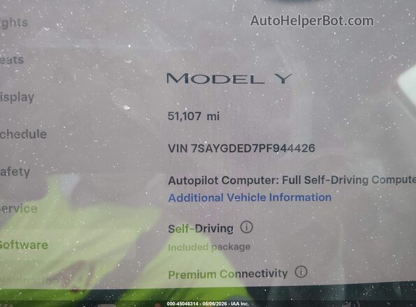 7SAYGDED7PF944426 2023 TESLA MODEL Y White Rear seats view