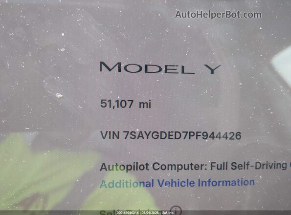 7SAYGDED7PF944426 2023 TESLA MODEL Y White 