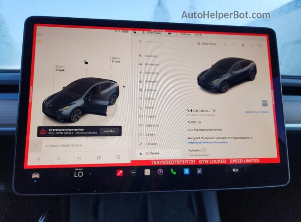 7SAYGDED7SF317721 2025 TESLA MODEL Серый Вид щитка приборов