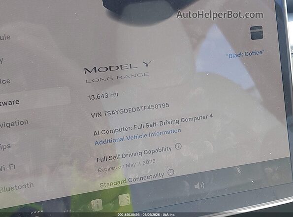 7SAYGDED8TF450795 2026 TESLA MODEL Y Black 