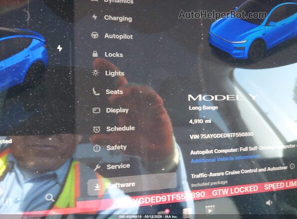 7SAYGDED9TF550890 2026 TESLA MODEL Y Синий Вид задних сидений