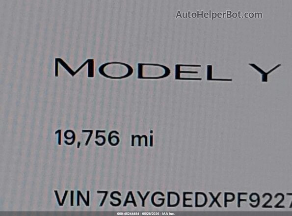 7SAYGDEDXPF922789 2023 TESLA MODEL Y White Սալոնի 360 աստիճան տեսք