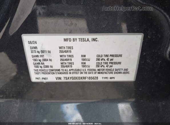 7SAYGDEDXRF185628 2024 TESLA MODEL Y Серый 