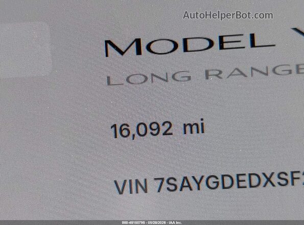 7SAYGDEDXSF269504 2025 TESLA MODEL Y Серый 