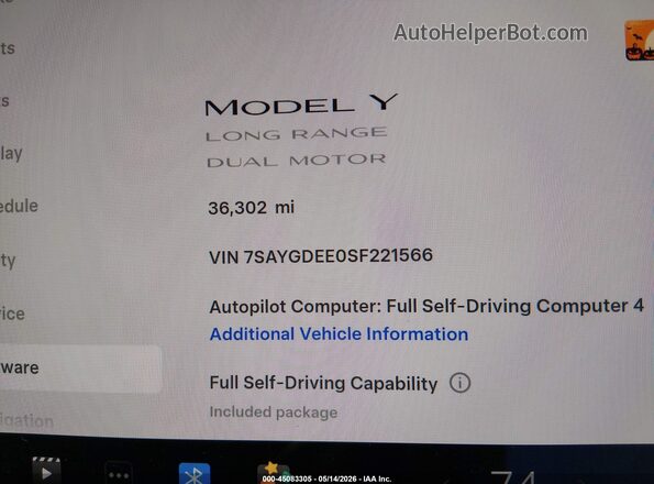 7SAYGDEE0SF221566 2025 TESLA MODEL Y Black უკანა სავარძლების ხედი