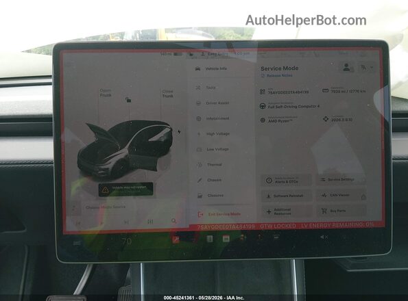 7SAYGDEE0TA484199 2026 TESLA MODEL Y Белый Вид задних сидений