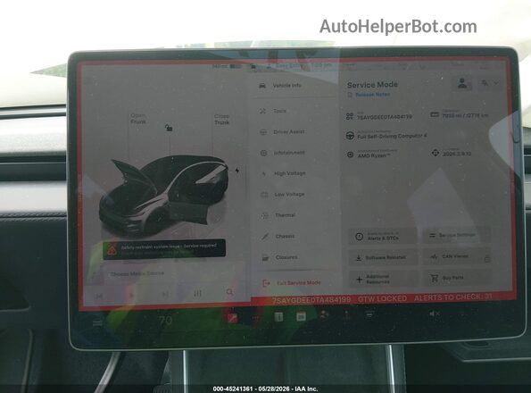 7SAYGDEE0TA484199 2026 TESLA MODEL Y Белый 