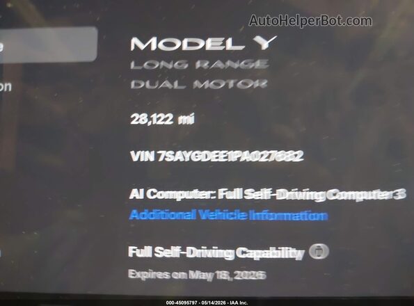 7SAYGDEE1PA027682 2023 TESLA MODEL Y Серый 