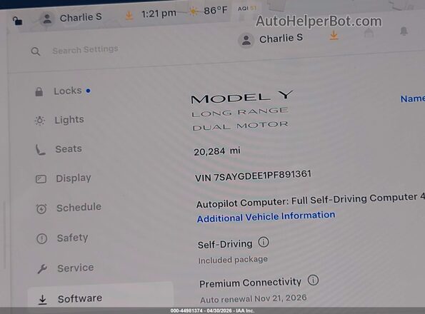 7SAYGDEE1PF891361 2023 TESLA MODEL Y Gray 