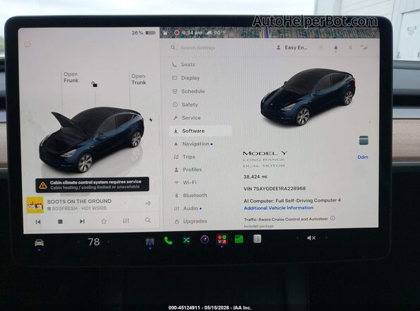 7SAYGDEE1RA228968 2024 TESLA MODEL Y Серый Вид задних сидений