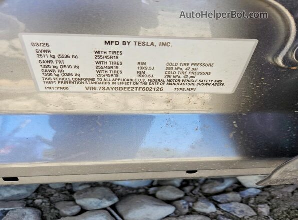 7SAYGDEE2TF602126 2026 TESLA MODEL Gray 