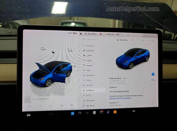 7SAYGDEE3NF363429 2022 TESLA MODEL Blue Widok zestawu wskaźników