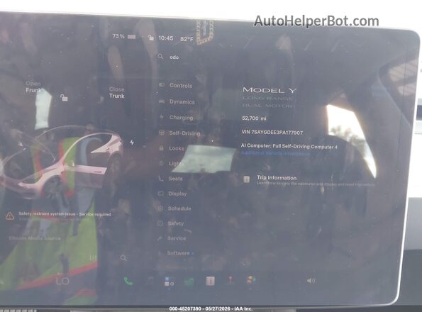 7SAYGDEE3PA177907 2023 TESLA MODEL Y White Vista de los asientos traseros
