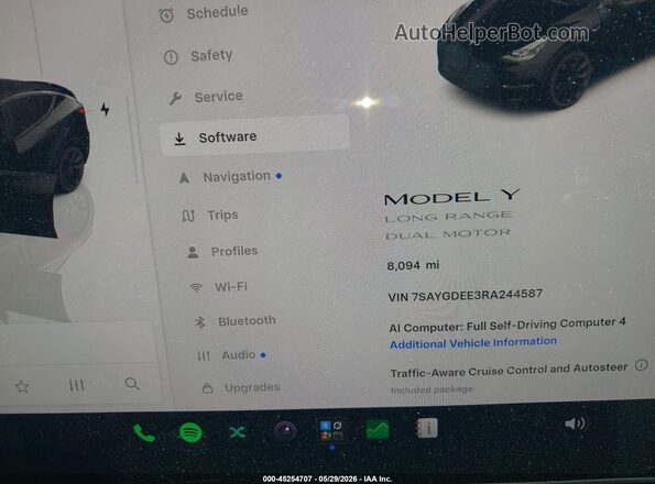 7SAYGDEE3RA244587 2024 TESLA MODEL Y Black 360 interior view