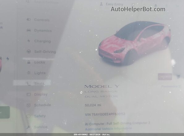 7SAYGDEE4PF630113 2023 TESLA MODEL Y White Հետևի նստատեղերի տեսք