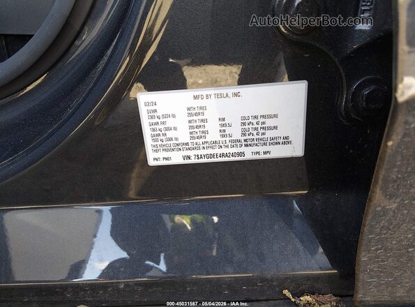 7SAYGDEE4RA240905 2024 TESLA MODEL Y Black Շարժիչի բաժամունքի տեսք
