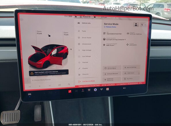 7SAYGDEE4TA387961 2026 TESLA MODEL Y Темно-бордовый Вид задних сидений