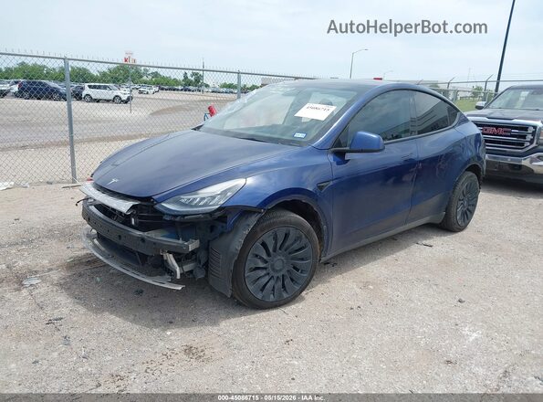 7SAYGDEE5NF370754 2022 TESLA MODEL Y Blue Առջևի ձախ երեք քառորդ տեսարան