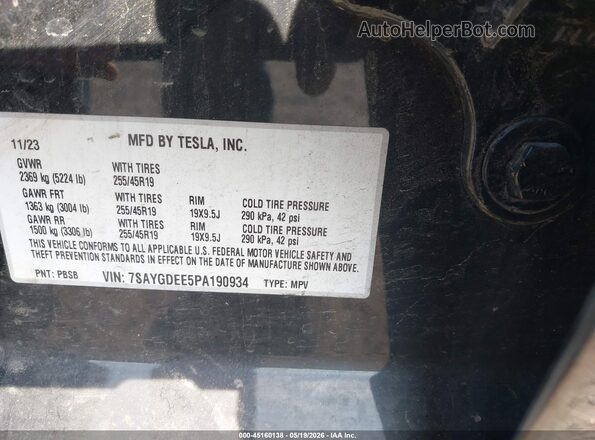 7SAYGDEE5PA190934 2023 TESLA MODEL Y Black 