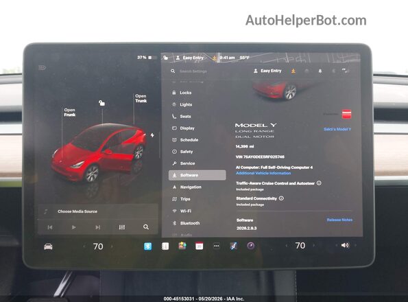 7SAYGDEE5RF025746 2024 TESLA MODEL Y Red Rear seats view
