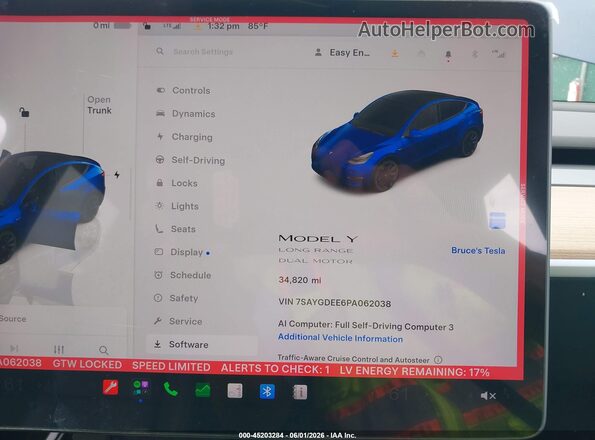 7SAYGDEE6PA062038 2023 TESLA MODEL Y Blue Rear seats view