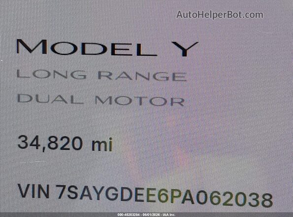 7SAYGDEE6PA062038 2023 TESLA MODEL Y Blue 