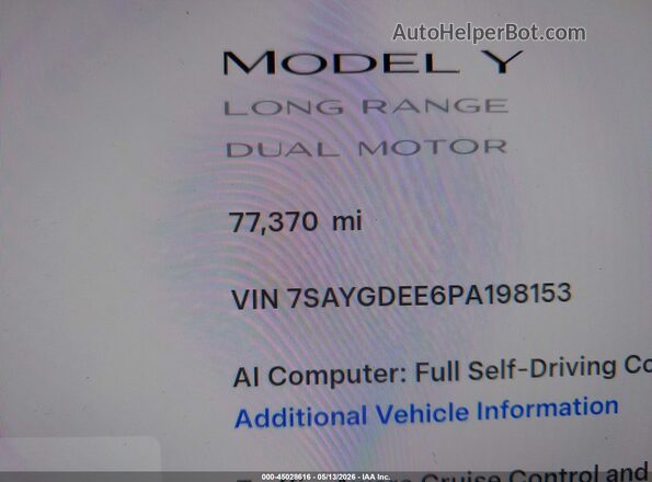 7SAYGDEE6PA198153 2023 TESLA MODEL Y Gray 