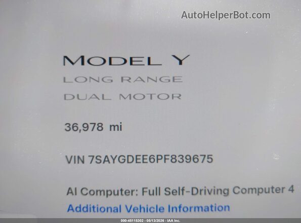 7SAYGDEE6PF839675 2023 TESLA MODEL Y Серый 