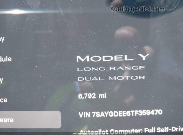 7SAYGDEE6TF359470 2026 TESLA MODEL Y Black 