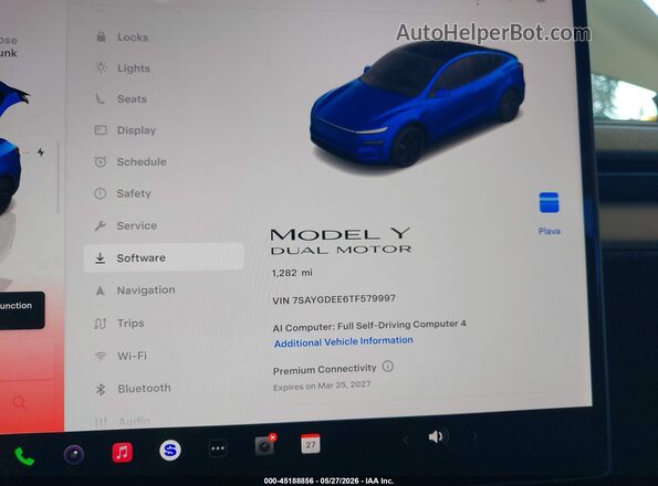 7SAYGDEE6TF579997 2026 TESLA MODEL Y Blue Вид задніх сидінь