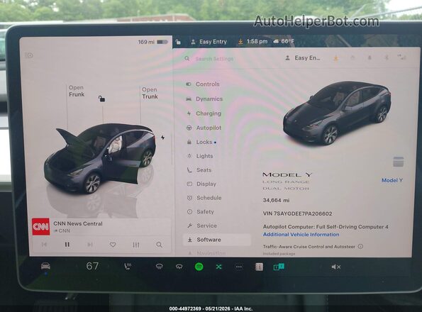 7SAYGDEE7PA206602 2023 TESLA MODEL Y Gray Vista de los asientos traseros