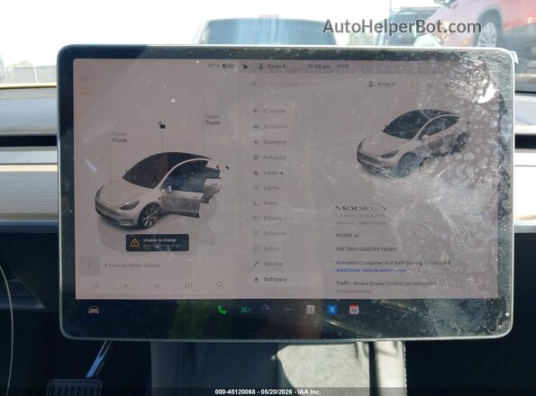 7SAYGDEE7PF740511 2023 TESLA MODEL Y Белый Вид задних сидений
