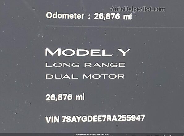 7SAYGDEE7RA255947 2024 TESLA MODEL Y Black 