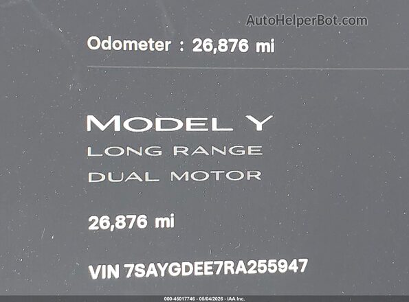 7SAYGDEE7RA255947 2024 TESLA MODEL Y Black 