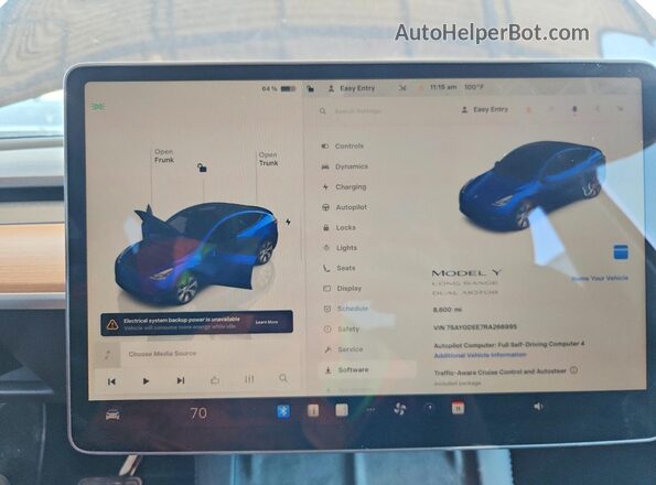 7SAYGDEE7RA266995 2024 TESLA OTHER Синий Вид щитка приборов