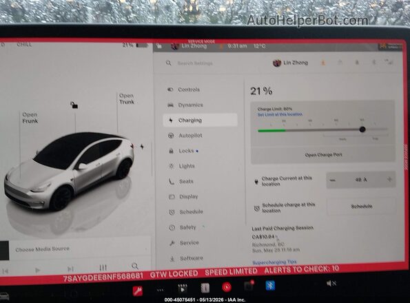 7SAYGDEE8NF568681 2022 TESLA MODEL Y White 