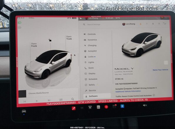 7SAYGDEE8NF568681 2022 TESLA MODEL Y White უკანა სავარძლების ხედი
