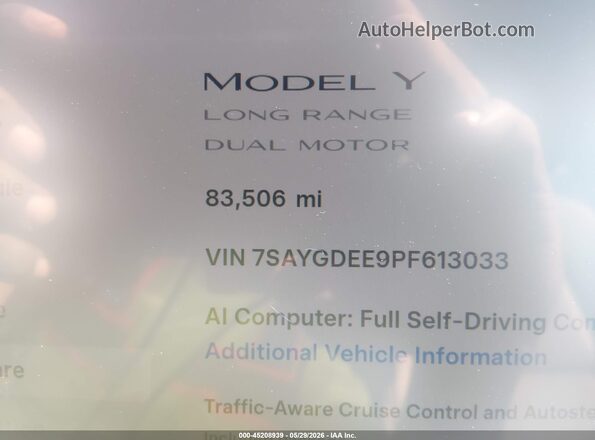 7SAYGDEE9PF613033 2023 TESLA MODEL Y Red Вид задніх сидінь