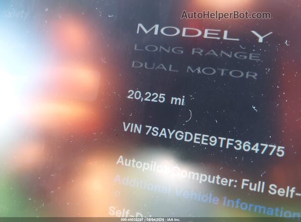7SAYGDEE9TF364775 2026 TESLA MODEL Y Серебряный 