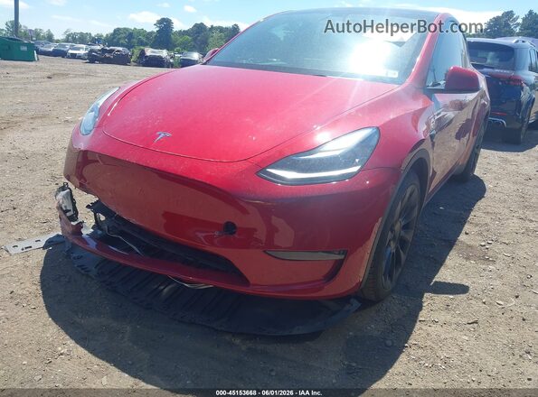 7SAYGDEEXNF463530 2022 TESLA MODEL Y Red Առջևի ձախ երեք քառորդ տեսարան