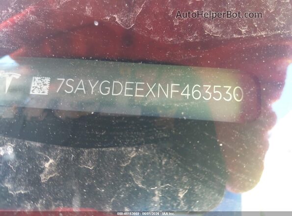 7SAYGDEEXNF463530 2022 TESLA MODEL Y Red 