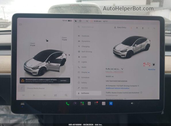 7SAYGDEF0NF406598 2022 TESLA MODEL Y White Հետևի նստատեղերի տեսք