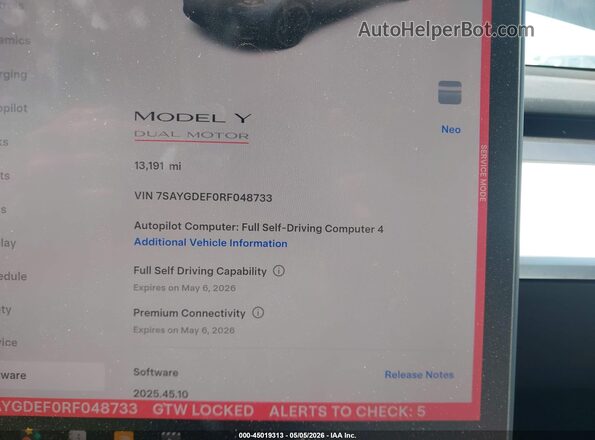 7SAYGDEF0RF048733 2024 TESLA MODEL Y Gray Rear seats view