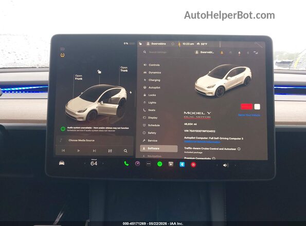 7SAYGDEF1NF534512 2022 TESLA MODEL Y White 