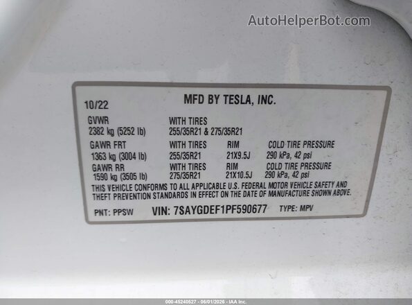 7SAYGDEF1PF590677 2023 TESLA MODEL Y Gray ძრავის განყოფილების ხედი