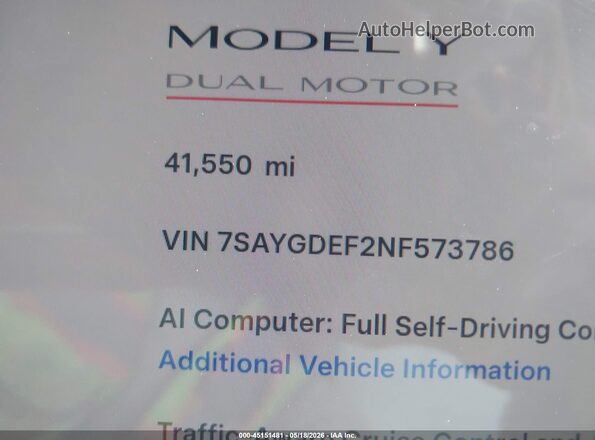 7SAYGDEF2NF573786 2022 TESLA MODEL Y Серый 