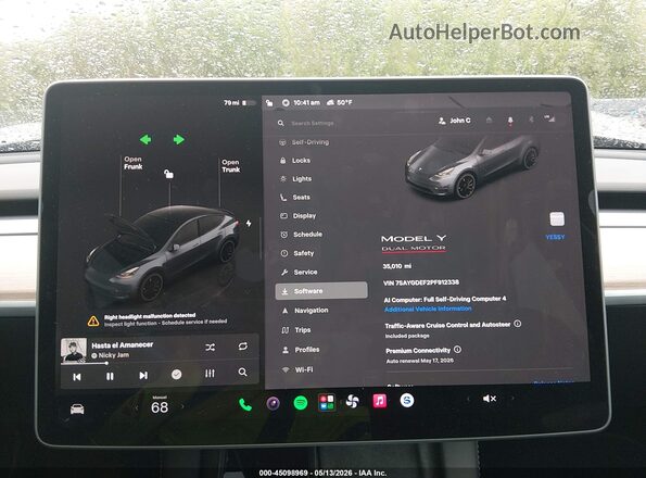 7SAYGDEF2PF912338 2023 TESLA MODEL Y Gray Սարքավորումների վահանակի տեսք