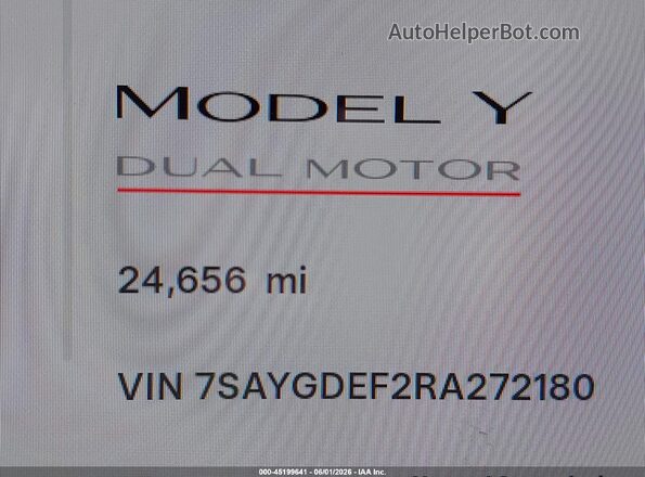 7SAYGDEF2RA272180 2024 TESLA MODEL Y Бордовый 